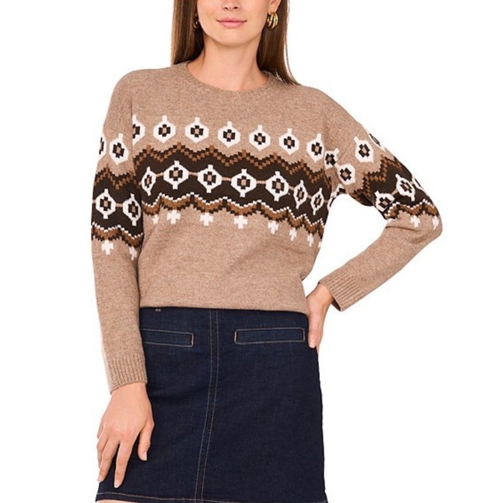 Vince Camuto
Knit Fair Isle Crew Neck Long Sleeve Sweater